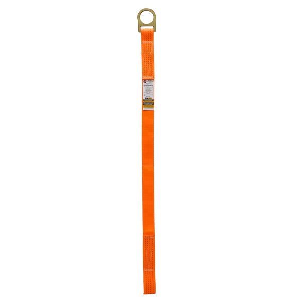 Super Anchor Safety 48"x2"x13,600lb Tensile Strength Orange Tie-Off Strap w/Slotted D-ring +Loop End. Retail Package 3005-C